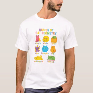 かわいい猫の幾何学数学パンデザイン Tシャツ