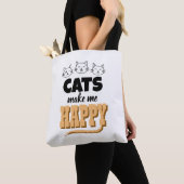 かわいい猫の引用タイポグラフィーミニマリスト 猫好き  トートバッグ (クローズアップ)