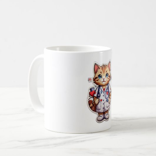 かわいい猫の心臓病ナース コーヒーマグカップ (正面左)