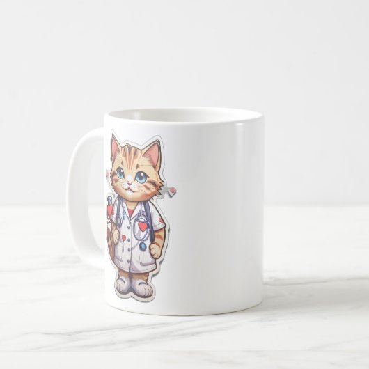かわいい猫の心臓病ナース コーヒーマグカップ (正面左)
