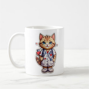 かわいい猫の心臓病ナース コーヒーマグカップ