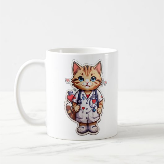 かわいい猫の心臓病ナース コーヒーマグカップ (左)