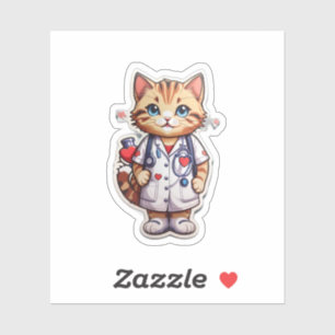 かわいい猫の心臓病ナース シール