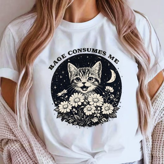 かわいい猫の怒りが私を飲み込む 面白い皮肉な子猫 Tシャツ