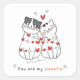 かわいい猫の恋愛夫婦 スクエアシール