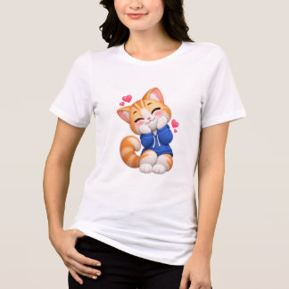 かわいい猫の恥ずかしそうな笑顔ステッカー トライブレンドTシャツ