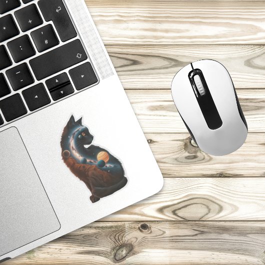 かわいい猫の惑星ムーンスター、おもしろい動物、水色 シール