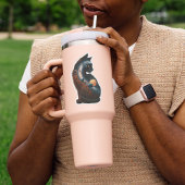 かわいい猫の惑星ムーンスター、おもしろい動物、水色 シール