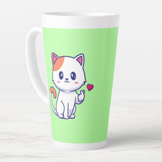 かわいい猫の愛のサイン手57577 カフェラテマグ (左アングル)