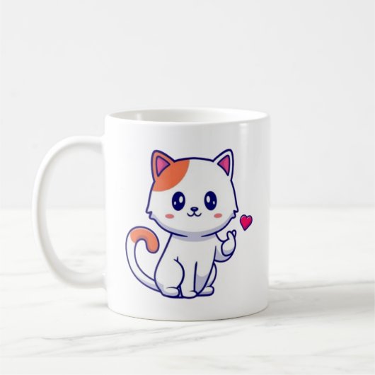 かわいい猫の愛のサイン手57577 コーヒーマグカップ (左)