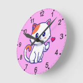 かわいい猫の愛のサイン手57577 ラウンド壁時計 (傾斜)
