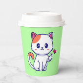 かわいい猫の愛のサイン手57577 紙コップ (裏面)