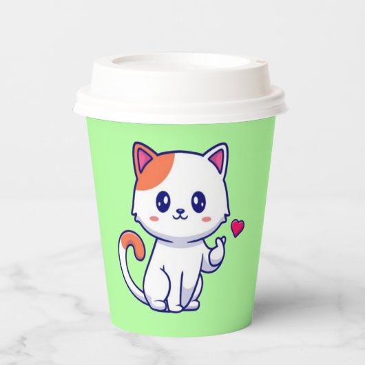 かわいい猫の愛のサイン手57577 紙コップ (正面)