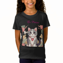 かわいい猫の愛のTシャツ 子供用 | スイートバレンタインC