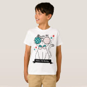かわいい猫の愛国的なお誕生日パーティーの少年たち Tシャツ (正面フル)