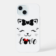 かわいい猫の愛 ミニーマウスのリボン iPhoneケース