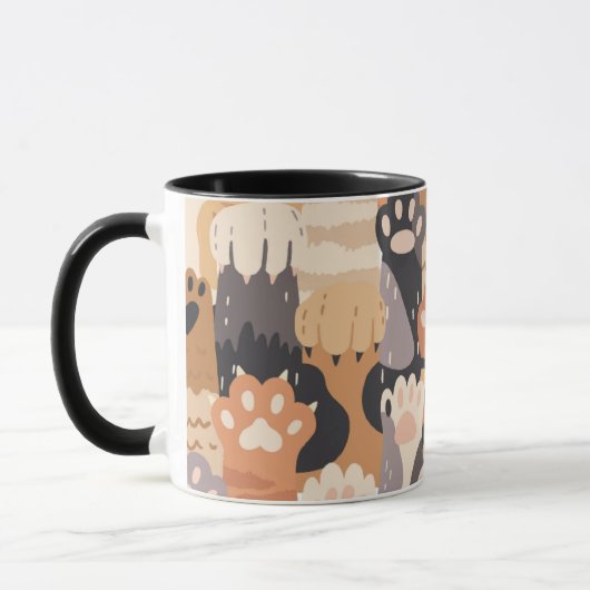 かわいい猫の手のひら 2トーン コーヒーマグ マグカップ (左)