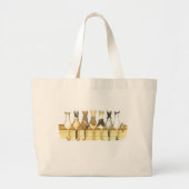 かわいい猫の整列の裏側のエコバッグ ラージトートバッグ (正面)