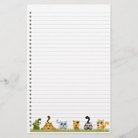 かわいい猫の文房具が並ぶ 便箋 (正面)