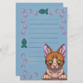 かわいい猫の文房具(裏地) 便箋 (正面/裏面)