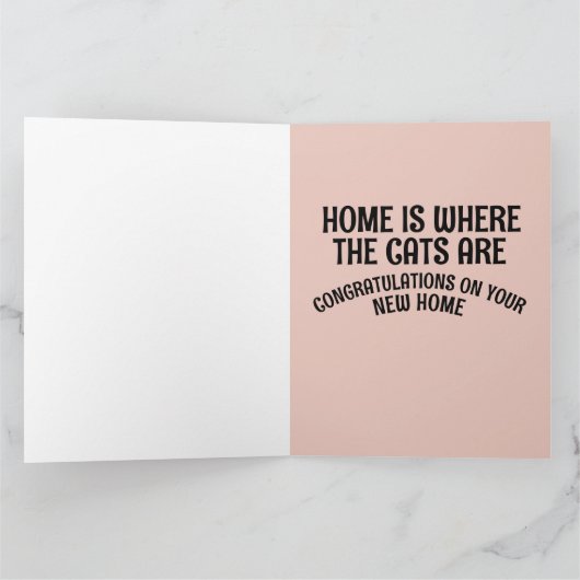 かわいい猫の新しいお家おめでとうございます グリーティングカード (内部)