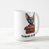 かわいい猫の旅行者 - 猫好きのためのギフト コーヒーマグカップ (正面右)
