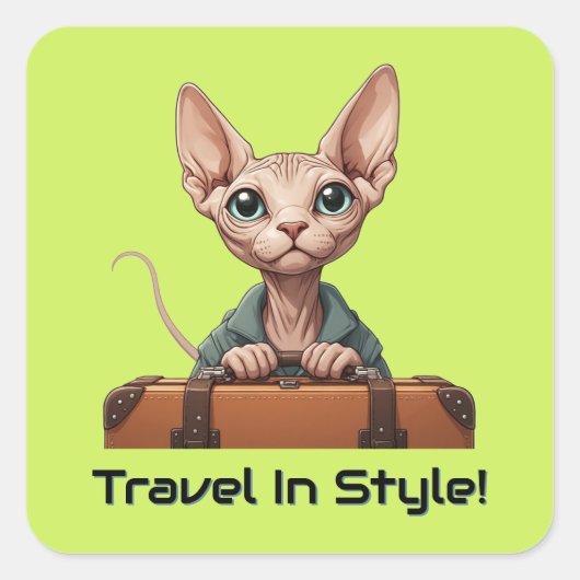 かわいい猫の旅行者 - 猫好きのためのギフト スクエアシール (正面)