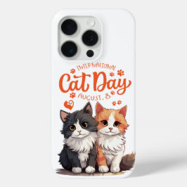 かわいい猫の日iPhone 15ケース祝-スタイル付 iPhone 15 Proケース