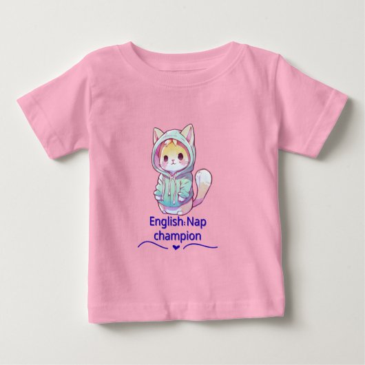 かわいい猫の昼寝チャンピオンTシャツ ベビーTシャツ (正面)