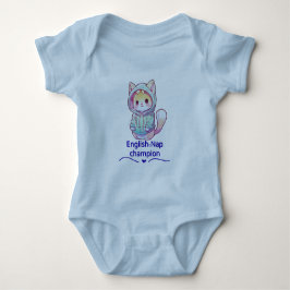 かわいい猫の昼寝チャンピオンTシャツ Too ベビーボディスーツ