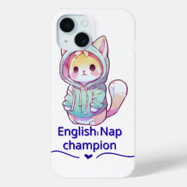 かわいい猫の昼寝チャンピオンTシャツToo iPhone 15ケース
