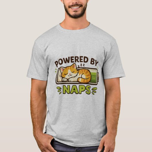 かわいい猫の昼寝パワー グラフィック Tシャツ (正面)
