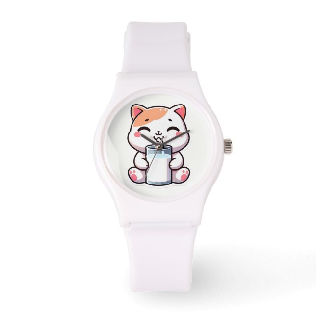 かわいい猫の時計 腕時計 (正面)