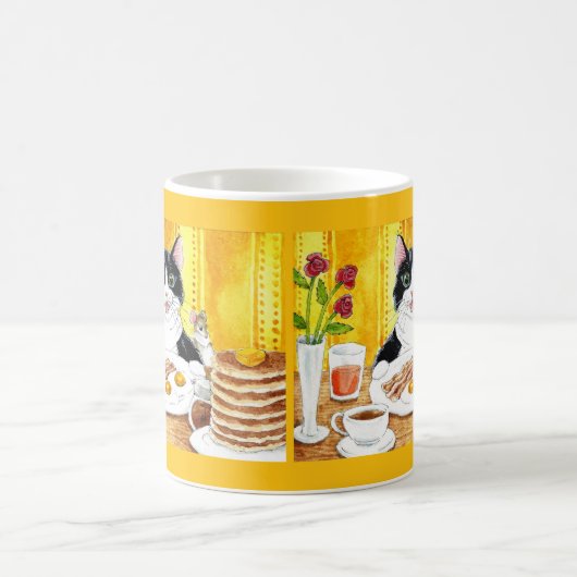 かわいい猫の朝食コーヒーマグ コーヒーマグカップ (中央)