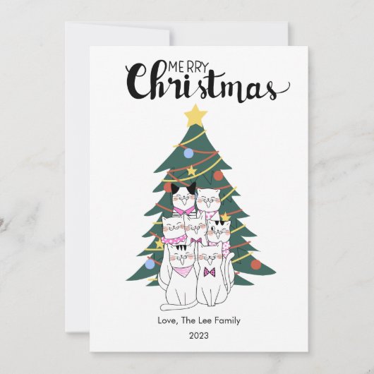 かわいい猫の木のペットラバー クリスマス フラット (正面)