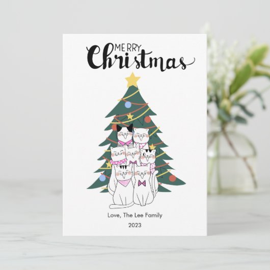 かわいい猫の木のペットラバー クリスマス フラット (スタンド正面)