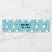 かわいい猫の柄お洒落誕生日水 ペットボトルラベル (シングルラベル)