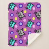 かわいい猫の柄スミレ小シェルパ毛布 シェルパブランケット (正面)