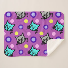 かわいい猫の柄スミレ小シェルパ毛布 シェルパブランケット