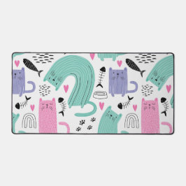 かわいい猫の柄 デスクマット