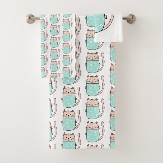 かわいい猫の柄 バスタオルセット (インサイチュ)
