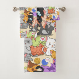 かわいい猫の柄 バスタオルセット