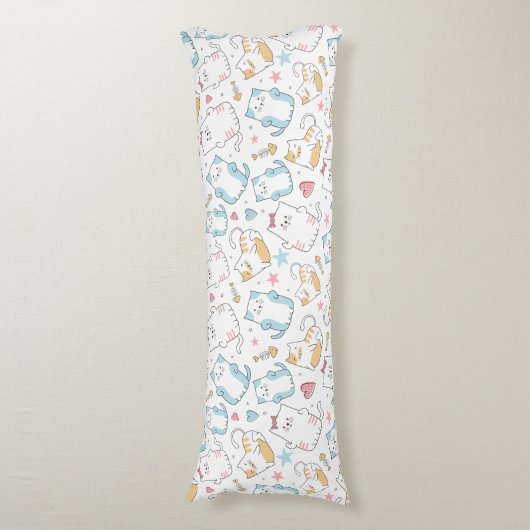 かわいい猫の柄 ボディピロー (正面縦)