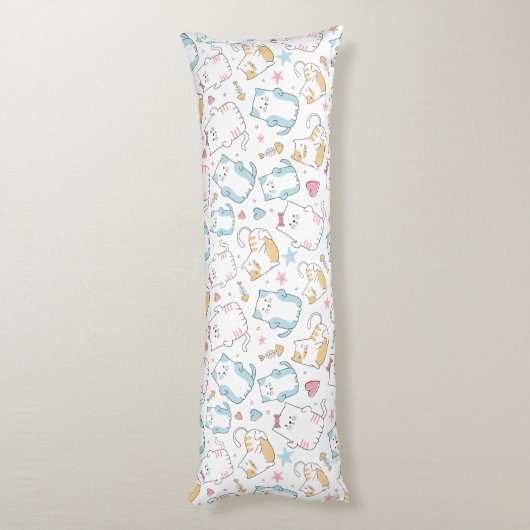 かわいい猫の柄 ボディピロー (裏面 (縦))