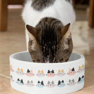 かわいい猫の柄（白） ボウル