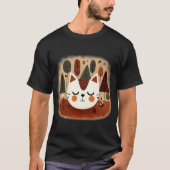 かわいい猫の森 秋の林 眠る子猫 Tシャツ (正面)