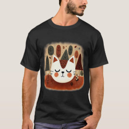 かわいい猫の森 秋の林 眠る子猫 Tシャツ