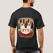 かわいい猫の森 秋の林 眠る子猫 Tシャツ (裏面)