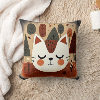 かわいい猫の森　秋の雑木林で眠る子猫 クッション