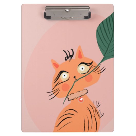  かわいい猫の植物の葉のキャラクター  クリップボード (正面)